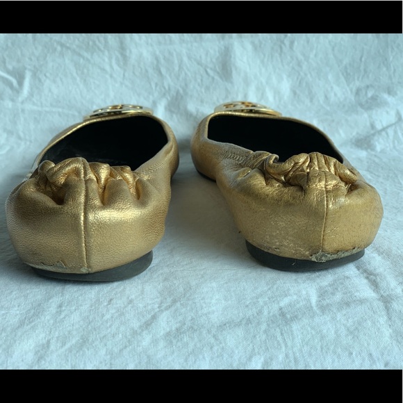 Tory Burch Reva Gold Flats Sz 8 - Picture 3 of 4